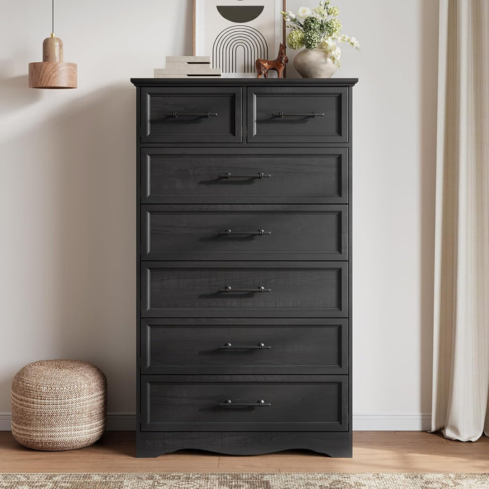 Black 7 Drawer Dresser for Bedroom, 52" Tall Chest of Drawers