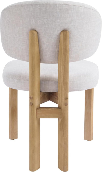 Mid-Century Dining Chairs Set of 2, Beige Upholstered Kitchen Chairs with Natural Finished Wood Frame, Modern Comfortable Side Chairs for Dining Room