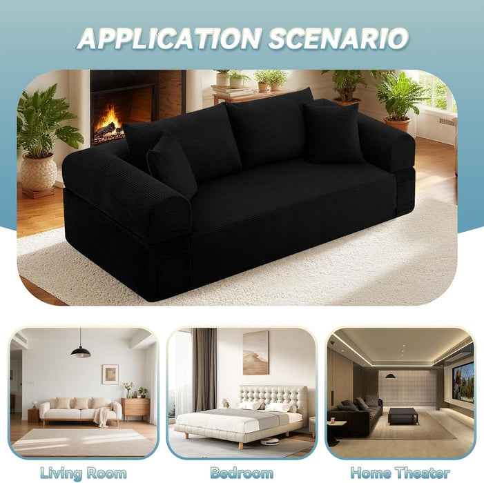 Three Seater Sofa Black Memory Foam SeamlessIntegration