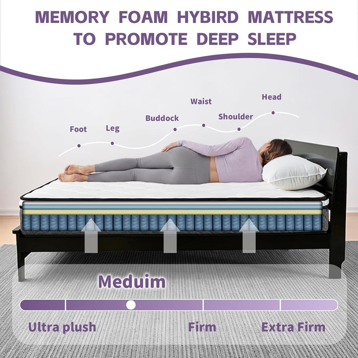 Full Size Mattress, 12 Inch Cooling Hybrid Full Mattress in a Box