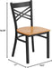 2 Pack HERCULES Series Black ''X'' Back Metal Restaurant Chair - Natural Wood Seat