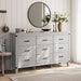 Dresser for Bedroom with 9 Drawers, 59” Wide Chest with Deep Drawer, Modern Farmhouse Dresser TV Stand with Metal Handles, Wood Storage Cabinet for Closet, Living Room, Hallway, Wash Grey