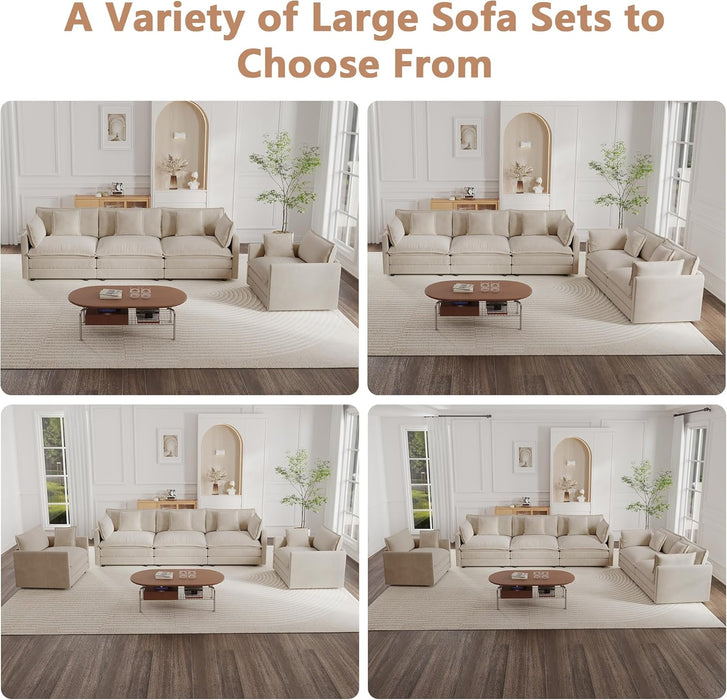 Modular Sectional Sofa 111.5Inch Movable Ottoman Chenille