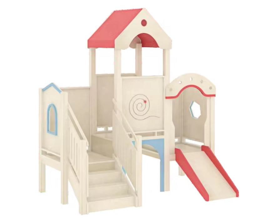 Kids Wooden Playroom Furniture Set Children Indoor Playhouse with Slide for Children Early Learning Center