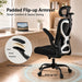 Home Office Desk Chairs, Ergonomic Office Chair with Lumbar Support & 3D Headrest, Computer Desk Chair with Flip-Up Armrests, Perfect for Office or Study, Black/Silver