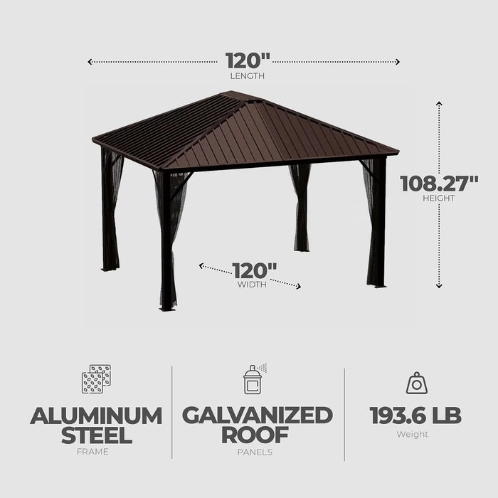 Outdoor 10' X 10' Dakota Hardtop Gazebo Outdoor Sun Shelter