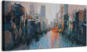Abstract Cityscape Wall Art for Living Room, Modern Skyline Urban Canvas Painting Neutral for Bedroom, Framed Textured Artwork Large Picture Dining Room Mens Room Home Office Wall Decor 40"X20"