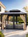 Hardtop Gazebo 10 Ft X14 Ft for All Weather, with Double Metal Roof, Aluminum Alloy Frame, Net, and Curtain, Permanent Building for Patio, Deck, Backyard, Lawn, and Garden