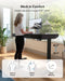 Electric Standing Desk with Drawers, C-Clamp Mount Compatible, 55 X 28 Inch Height Adjustable Sit Stand Desk, Fabric Drawers, Home Office Stand up Desk with 4 Custom Height Settings, Black
