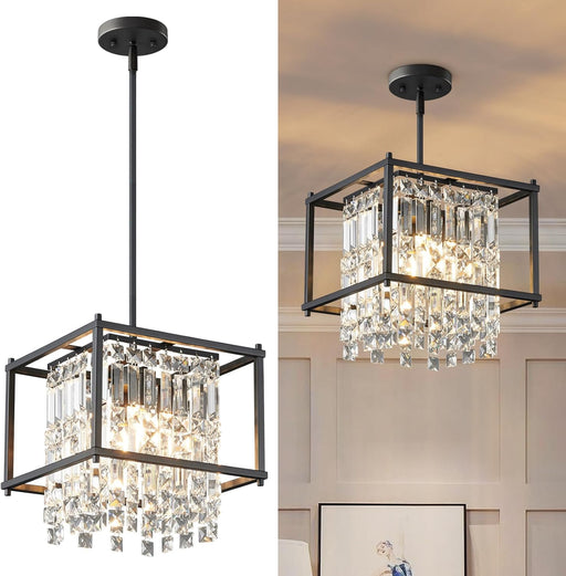 Black Crystal Chandelier For Entryway Ceiling Light