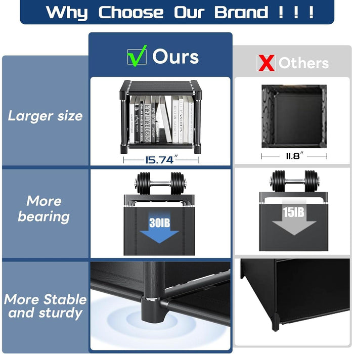 Bookcase, 18-Cube Extra Large Book Shelf, DIY Cube Storage Organizer for Bedroom, Living Room, Home Office - Black