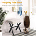 Ottoman Foot Stool Vanity Stool, Square Linen X-Leg Foot Rest Ottoman Makeup Stool, Small Stool Chair for Vanity, Modern Padded Vanity Seat for Makeup Room, Living Room, Bathroom, Linen Color