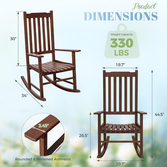 Acacia Wood Outdoor Rocking Chairs Set of 2 (Brown)