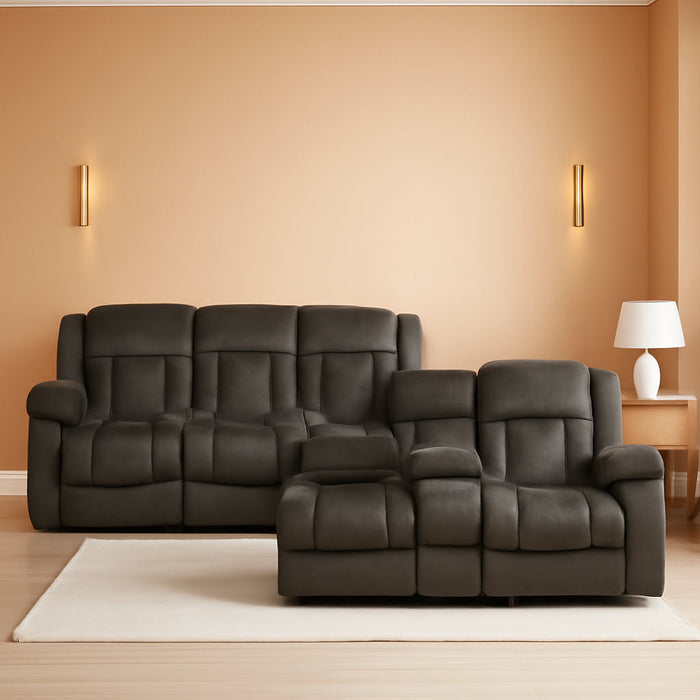 Reclining Living Room Set, Manual Reclining Sofas, Couches for Living Room, Includes Reclining Sofa and Dual Glider Recliner Loveseat, 2-Piece Set, Chocolate ​