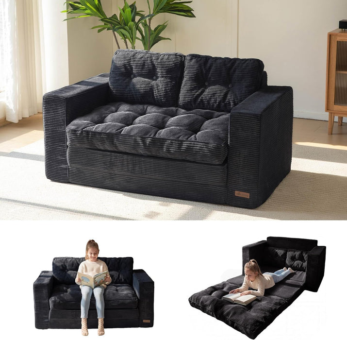 Black Convertible Sofa Bed Includes Pullout Sleeper