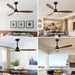 52" Outdoor Ceiling Fan with Light, 6 Speeds, Remote Control, Low Profile for Bedroom, Living Room, Dining Room