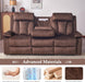 Power Reclining Sofa with Heat&Massage, Reclining Couch with Multi-Function Console/Usb Ports/Type C, Wall Hugger 3 Seater-Sofa Recliner, Reclining Sofa Couch for Living Room
