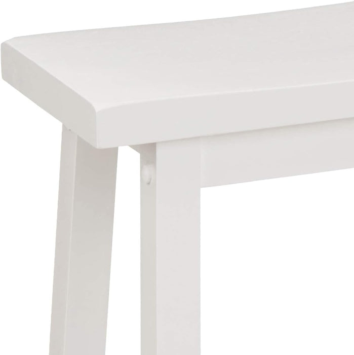 Solid Wood Saddle-Seat Counter Height Kitchen Island Barstool, 24-Inch Height, White - Set of 2