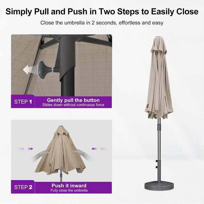 Market Table Umbrella 11.5 FT Business Semi Auto Lift, Beige