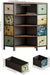 8 Drawers Corner Dresser with Storage Fabric Drawers and Open Shelves for Small Space，Bedroom，Entryway，Living Room (Retro Pattern)