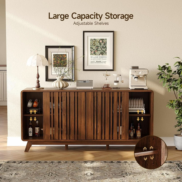 Sideboard Buffet Cabinet with Storage, Fluted Kitchen Cabinet
