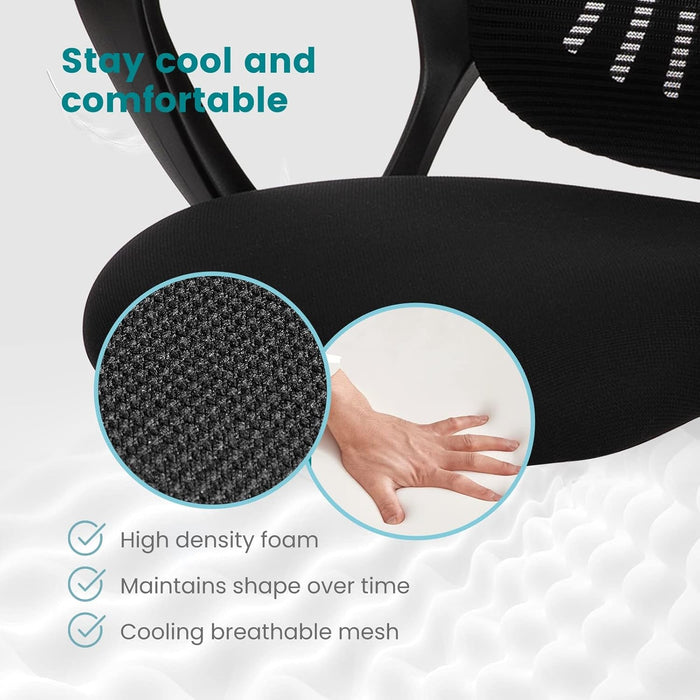 Office Chair, Mid Back Computer Ergonomic Mesh Desk with Larger Seat, Executive Height Adjustable Swivel Task with Lumbar Support and Armrests for Women Adults