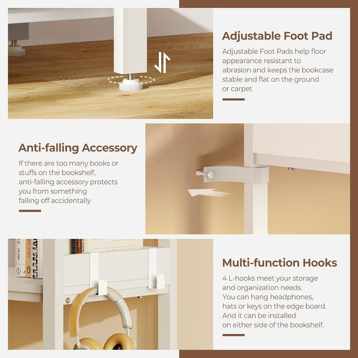 White Five Tier Corner Bookshelf Durable Construction