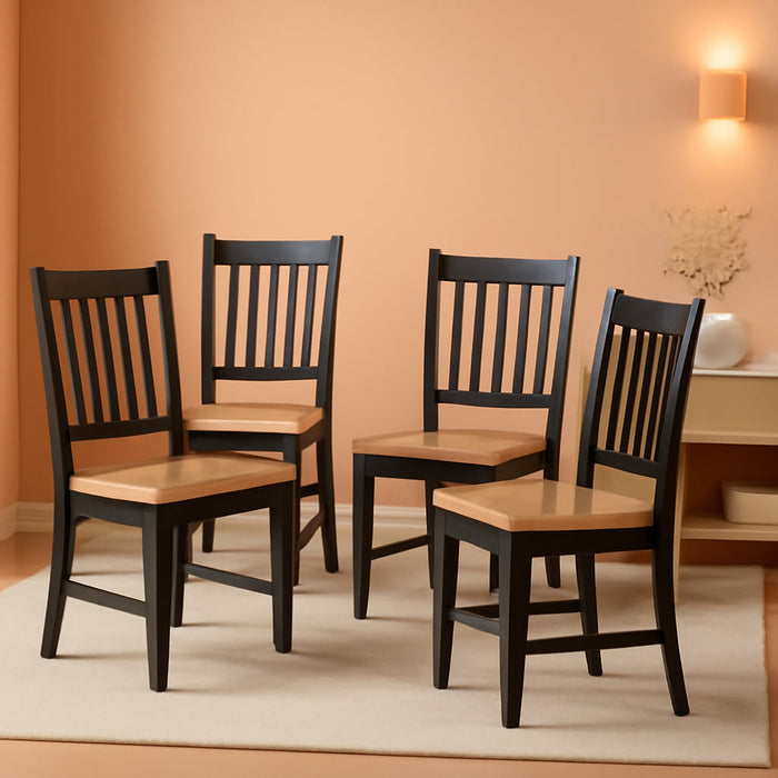 Wood Dining Chairs Set of 4, High Back Kitchen Chairs with Solid Rubber Wood Legs, Non-Slip Foot Pads, Max Load 300 Lbs, Farmhouse Seat Dining Room Chairs