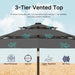 10Ft 3-Tier Patio Umbrella with Solar Lights, Table Umbrella Outdoor Patio with Easy Crank & Tilt, 8 Sturdy Ribs, UV Protection, 32 LED Lights for Deck, Poolside, Market (Grey)