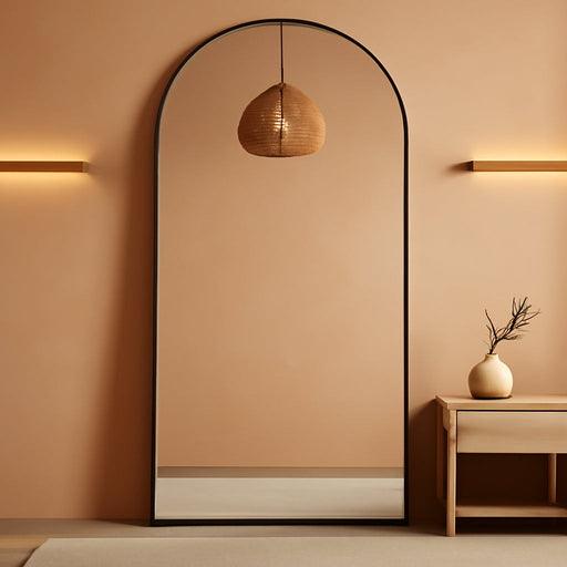 Full Length Mirror, 81"X41" Arched Full Body Mirror, Oversized Floor Mirrors, Leaning Free Standing Mirrors, Hanging Mounted Large Mirrors for Bedroom Dressing Room, Cloakroom, Black
