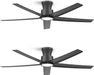 52 Inch Ceiling Fans with Lights, Large Air Volume Ceiling Fans with Reversible Quiet DC Motor and Remote 2 Pack（Black）