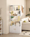 Geometric Bookcase with Cabinet, S Shaped Bookshelf 5-Tier Book Shelves for Bedroom, Modern Wood Decorative Display Shelf Tall Book Case for Home Office, Gold and White