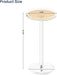 Acrylic Rattan Drink Table for Small Spaces, 11.8'' L X 11.8'' L X 24'' H, round Coffee Martini Drink Side Table with Pedestal for Living Room, Corners, Sofa, Clear, Easy Assembly
