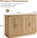 Modern Sideboard Buffet Cabinet with Storage, Oak | Fluted Coffee Bar Cabinet with 4 Doors & Adjustable Shelves for Kitchen, Dining Room, Living Room & Hallway