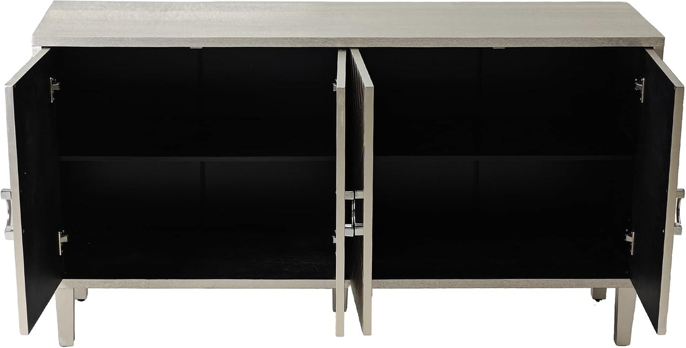 Modern 60 Inch Wide Silver Sideboard Buffet Cabinet