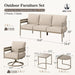 4-Piece Metal Patio Conversation Set, Swivel Chairs, Beige