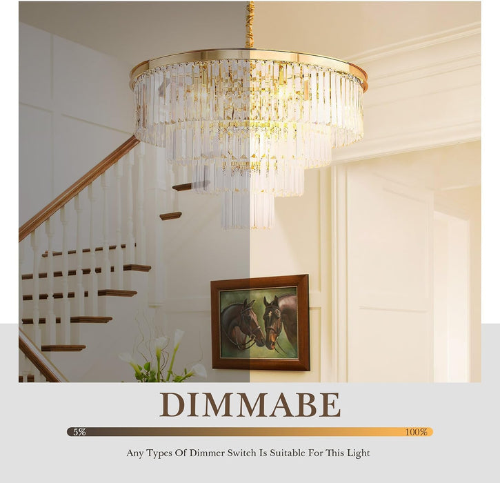 Gold Plated Crystal Chandelier Four Tier Illumination