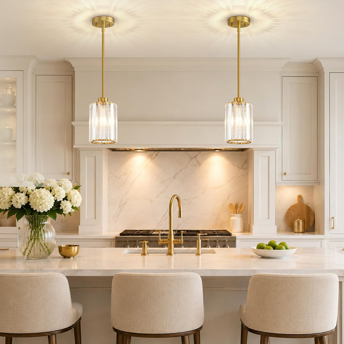 Brushed Gold Crystal Pendant Lights Kitchen Island