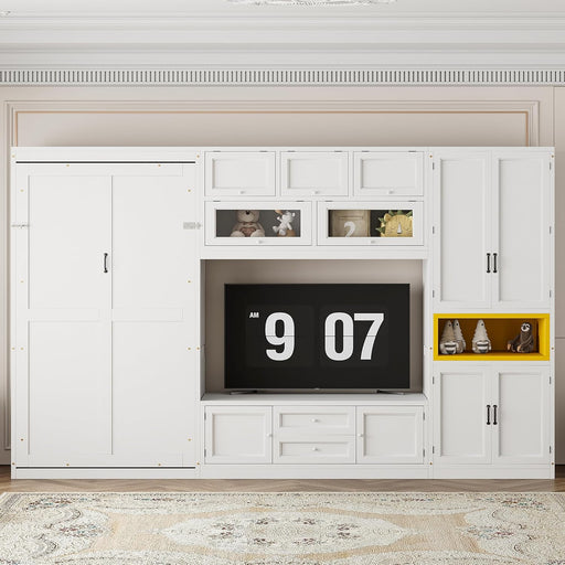 Twin Murphy Bed With Integrated TV WhiteFinishSurface