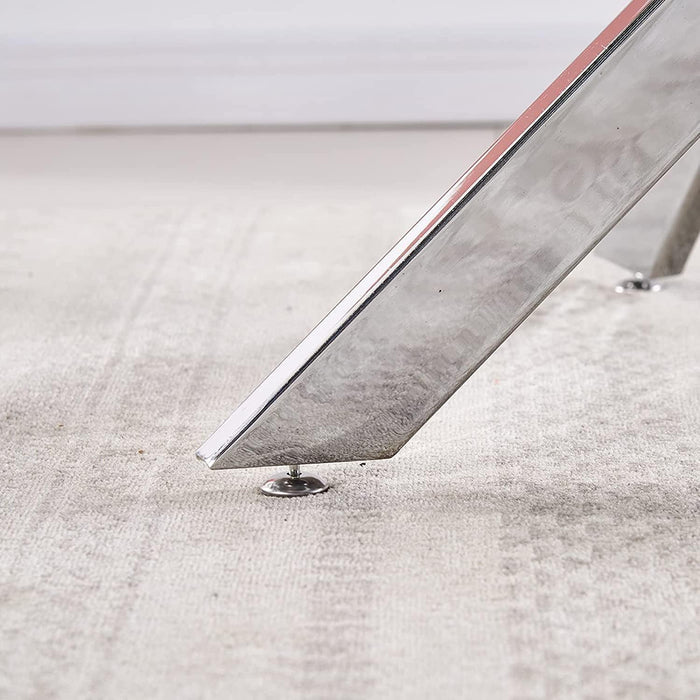 Tempered Glass Dining Table with Chromed Legs, 47In Rectangular Kitchen Table for Kitchen Dining Room Home Office (47.24 * 27.55, White/Silver)