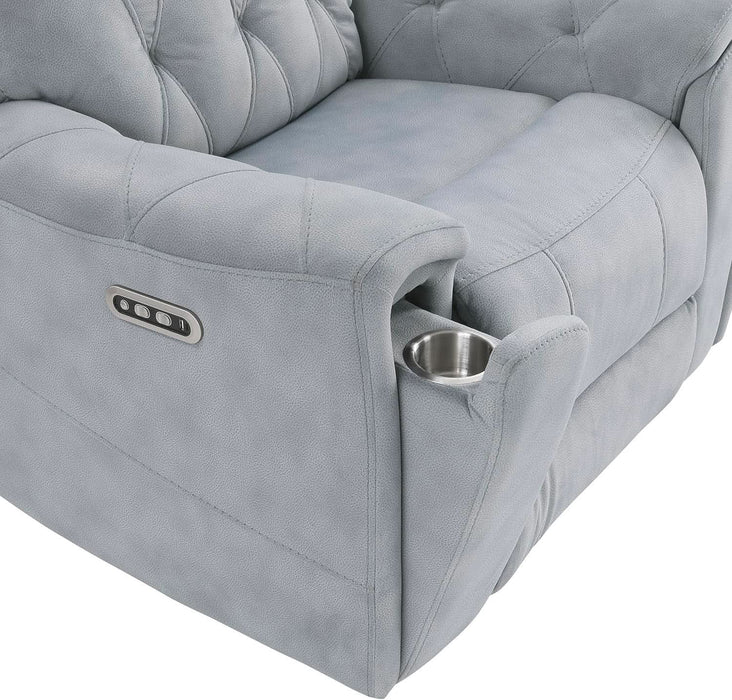 Wll Hugger Power Double Reclining Sof, Microfiber Home Theter Seting, Chrging Ports/Hidden Cup Holders/djustble Hedrest/Dimond Tufting, Power Recliner Couch for Living Room, Gry