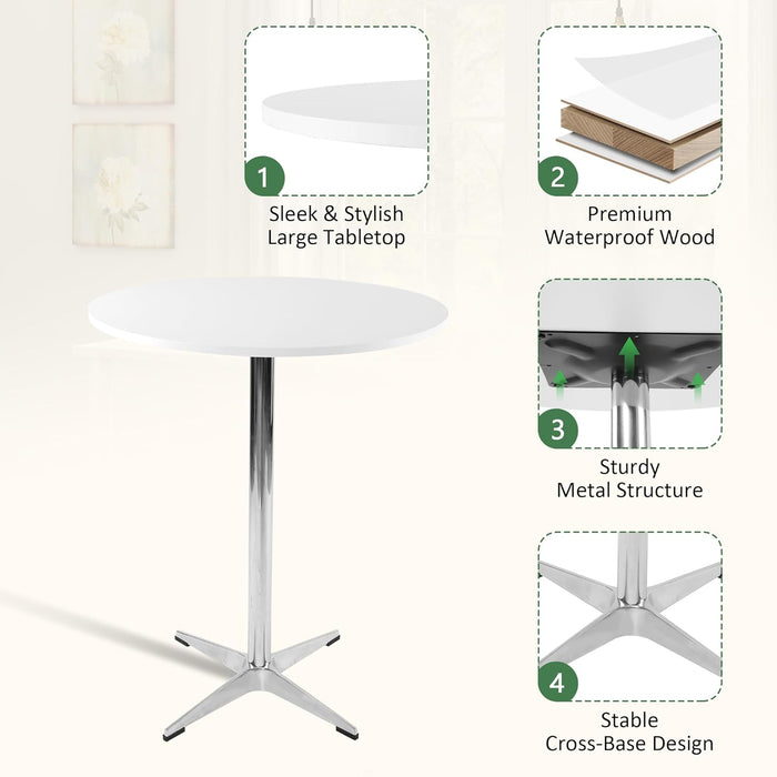 White Round Pub Table With SturdyCrossbase 39Inches