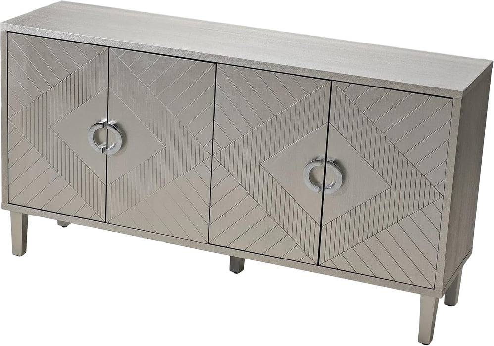 Modern 60 Inch Wide Silver Sideboard Buffet Cabinet