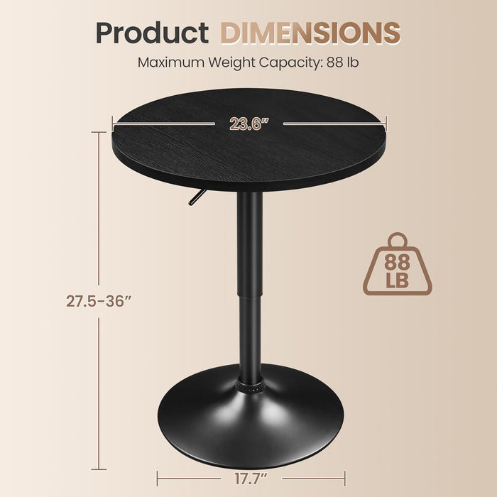 Black Circular Bar Table Featuring Adjustable Height