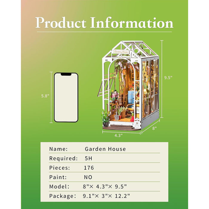 DIY Book Nook Kits for Adults-Garden House Bookshelf Insert Booknook-3D Puzzle Dollhouse Room Decor for Teen Girls Boys Women Men