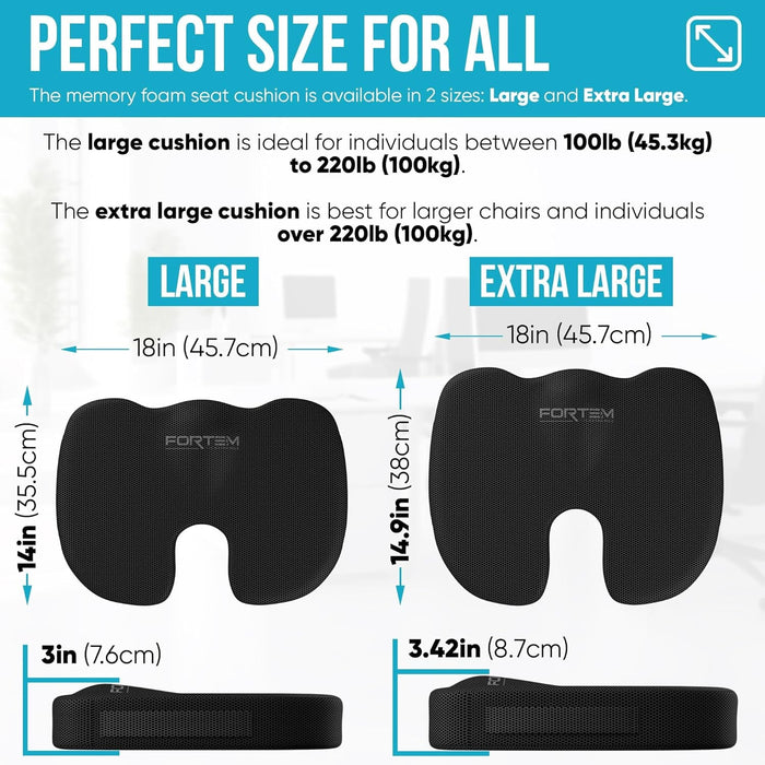 Seat Cushion and Lumbar Support for Office Chair, Desk Chair Cushion, Memory Foam Office Chair Cushion, Non Slip Sitting and Back Pillow for Gaming, Car Seat Cushion, Chair Pad, XL