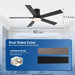 52 Inch Ceiling Fans with Lights and Remote,Flush Mount Black Ceiling Fan with 5 Blades,6 Speed Reversible DC Motor,3Cct Dimmable Led-Low Profile Design for Bedroom, Living Room & Covered Outdoor