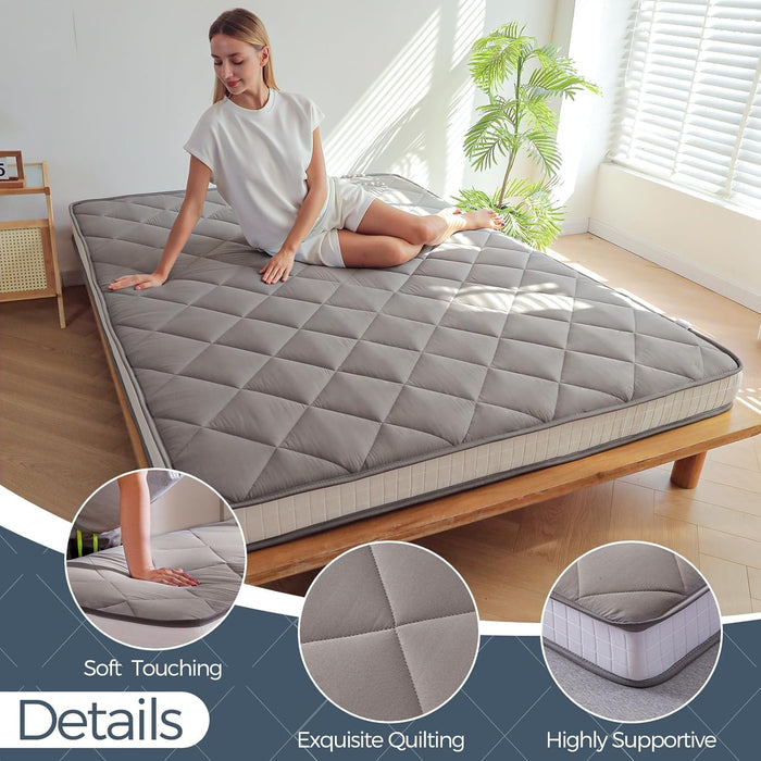 6"" Extra Thick Futon Mattress Floor Mattress， Diamond Pattern Mattress Pad Tatami Pad Japanese Floor Mattress for Adults Floor Bed Roll up Mattress Guest Mattress, Full