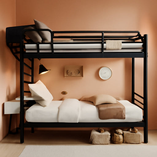 Black TwinOverTwin HeavyDuty Bunk Bed WithIntegratedDesk