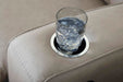 Lavenhorne Contemporary Faux Leather Manual Reclining Sofa with Drop down Table, Cup Holders and USB Ports, Beige